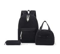 Feizikaw Mochila Universidad Conjunto escolar elegante y funcional de 3 piezas para estudiantes, de tela pana, que incluye bolso hombro, bolso mano y lápiz. (Black, One Size)