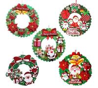 Feizikaw Weihnachten - Juego de decoración de corona de papel de Navidad que crea un ambiente cálido para el hogar, haciendo que tu hogar destaque durante las vacaciones (rojo, 36 cm)