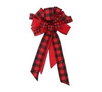 Feizikaw Weihnachten - Juego de lazos de Navidad para árbol de Navidad, adornos a cuadros rojos, negros y blancos, hechos a mano para corona, puerta, arpillera, decoración de granja (rojo sandía