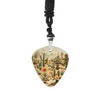 FekiLoot Collar de acero de titanio con colgante de guitarra y pato de burbujas, para hombres y mujeres, con una cuerda negra de 61 cm, talla única, Acero de titanio