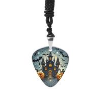 FekiLoot Collar de púa de acero de titanio, un soporte completo para púas de guitarra de pizza, collares con colgante de música para hombres y mujeres con una cuerda negra de 24 pulgadas, talla única