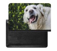 FekiLoot Divertido soporte para pasaporte Golden Retriever, funda de piel sintética para pasaporte con ranuras para tarjetas, funda ligera y portátil para pasaporte de viaje para hombres y mujeres