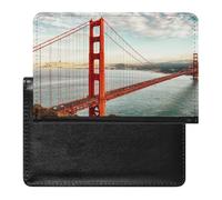 FekiLoot Golden Gate Bridge - Funda para pasaporte de piel sintética con ranuras para tarjetas, funda ligera y portátil para pasaporte de viaje para hombres y mujeres, accesorios de viaje esenciales