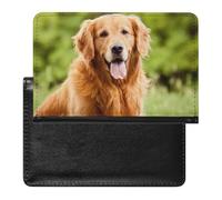 FekiLoot Golden Retriever - Funda para pasaporte de perro de piel sintética con ranuras para tarjetas, funda ligera y portátil para pasaporte de viaje para hombres y mujeres, accesorios de viaje