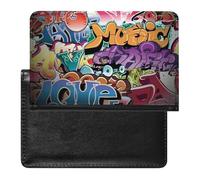 FekiLoot Graffiti Hip Hop - Funda para pasaporte de piel sintética con ranuras para tarjetas, funda ligera y portátil para pasaporte de viaje para hombres y mujeres, accesorios de viaje esenciales