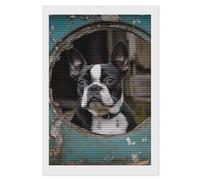 FekiLoot Kits de arte de diamantes para adultos, kits de pintura de diamante Boston Terrier, pinturas redondas de taladro completo para decoración de pared del hogar, regalo