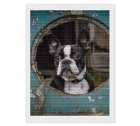 FekiLoot Kits de arte de diamantes para adultos, kits de pintura de diamante Boston Terrier, pinturas redondas de taladro completo para decoración de pared del hogar, regalo