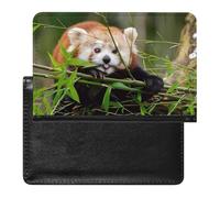 FekiLoot Little Red Panda - Soporte para pasaporte, funda de piel sintética con ranuras para tarjetas, funda ligera y portátil para pasaporte de viaje para hombres y mujeres, accesorios de viaje