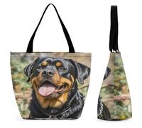 FekiLoot Rottweiler - Bolsa de mano con cabeza de lengua de perro para mujer, bolsas de playa con cremallera, bolso de mano casual de gran capacidad, bonito bolso de viaje para ir de compras, trabajo