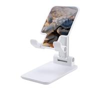 FekiLoot Soporte doble plegable para teléfono celular, lindo bebé tortuga marina arrastrada en la playa, soporte plegable ajustable para teléfono de escritorio compatible con todos los teléfonos de 4