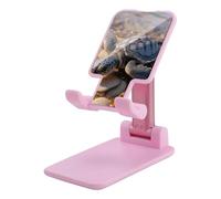 FekiLoot Soporte doble plegable para teléfono celular, lindo bebé tortuga marina arrastrada en la playa, soporte plegable ajustable para teléfono de escritorio compatible con todos los teléfonos de 4