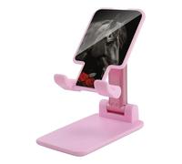 FekiLoot Soporte plegable doble para teléfono celular, caballo negro sobre un fondo de rosas rojas, soporte plegable ajustable para teléfono de escritorio, compatible con todos los teléfonos de 4 a 13
