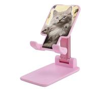 FekiLoot Soporte plegable doble para teléfono celular, diseño de gatos, flores, plegable, ajustable, compatible con todos los teléfonos de 4 a 13 pulgadas