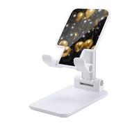 FekiLoot Soporte plegable doble para teléfono celular, globos negros y dorados, soporte plegable ajustable para teléfono de escritorio, compatible con todos los teléfonos de 4 a 13 pulgadas