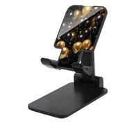 FekiLoot Soporte plegable doble para teléfono celular, globos negros y dorados, soporte plegable ajustable para teléfono de escritorio, compatible con todos los teléfonos de 4 a 13 pulgadas