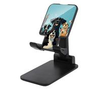 FekiLoot Soporte plegable doble para teléfono celular, un gran grupo de perros sobre un fondo azul, soporte plegable ajustable para teléfono de escritorio, compatible con todos los teléfonos de 4 a 13
