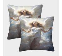 FELASBUID Angel Wings Flying - Estilo de artee Espiritual Fundas De Cojín del Sofá Juego De 2 Arte Fundas De Almohada Decorativos Cuadrado Throw Cojín De Estar Dormitorio 40x40cm