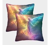 FELASBUID Angel Wings Glowing - artee de fantasía Espiritual Fundas Cojines para Sofá 2 Piezas Arte Funda De Almohada Confortable Square Throw Cojín para Sala Hogar 50x50cm