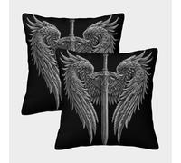 FELASBUID Angel_Wings_Sword - fantasía_artee_Estilo Fundas Cojines para Sofá 2 Piezas Arte Funda De Almohada Decorativo para Sala Throw Cojín Sala Casa Decor 40x40cm