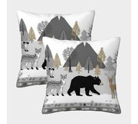 FELASBUID Animales del Bosque - artee del Bosque escandinavo Fundas Cojines para Sofá 2 Piezas Arte Funda De Almohada Confortable Square Almohada Funda De Almohada De Estar Dormitorio 50x50cm