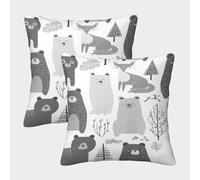 FELASBUID Animales del Bosque: diseño Minimalista escandinavo Fundas Cojines para Sofá 2 Piezas Arte Funda De Almohada Modernas Decorativa Throw Cojín Sala Casa Decor 40x40cm