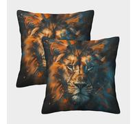 FELASBUID artee de la Cara del león - Pintura Abstracta de Animales Fundas De Cojín del Sofá Juego De 2 Arte Fundas De Almohada Decorativos Cuadrado Almohadon Cubre De Estar Sofás Jardín 50x50cm