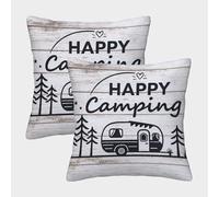 FELASBUID Camping Trailer - Diseño de Camping Retro Fundas Cojines para Sofá 2 Piezas Funda De Almohada Modernos Decorativo Throw Cojín para Sala Hogar 50x50cm