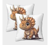 FELASBUID Dinosaurio Lindo Dibujos Animados - Chibi Estilo ilustración Fundas Cojines para Sofá 2 Piezas Arte Funda De Almohada Decorativo para Sala Funda Cojin Sala Casa Decor 50x50cm
