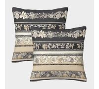 FELASBUID Diseño de la Frontera Floral-Vintage patrón Ornamental Fundas Cojines para Sofá 2 Piezas Arte Funda De Almohada Decorativo para Sala Almohada Funda De Almohada Sala Casa Decor 45x45cm