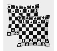 FELASBUID Diseño de Tablero de ajedrez-Diseño clásico del Juego Fundas Cojines para Sofá 2 Piezas Arte Funda De Almohada Decorativos Cuadrado Throw Cojín Sala Casa Decor 45x45cm