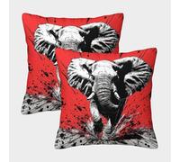 FELASBUID Elefante Fundas Cojines para Sofá Juego De 2 Animales Funda De Almohada Decorativos Cuadrado Almohada Funda De Almohada De Estar Sofás Jardín 50x50cm