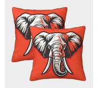 FELASBUID ElephantHead - CarteoonStyleGraphic (en inglés) Fundas Cojines para Sofá 2 Piezas Arte Funda De Almohada Confortable Square Almohada Funda De Almohada Sala Casa Decor 40x40cm