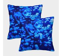 FELASBUID Enjambre de Medusas - Vida Marina Subacuática Fundas Cojines para Sofá 2 Piezas Arte Funda De Almohada Decorativo para Sala Funda De Cojines Sala Casa Decor 45x45cm