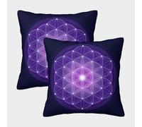 FELASBUID Flor de la Vida: Estilo de la Geometría Sagrada Fundas De Cojín del Sofá Juego De 2 Arte Fundas De Almohada Decorativos Cuadrado Almohadas Fundas para Sala Hogar 45x45cm