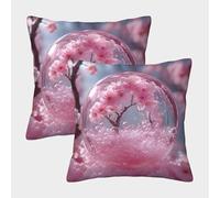 FELASBUID Flores de Cerezo Rosa Fundas Cojines para Sofá 2 Piezas Available All Seasons Funda De Almohada Confortable Square Funda Cojin De Estar Sofás Jardín 50x50cm