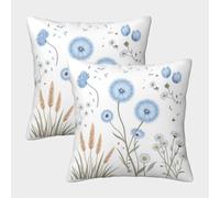 FELASBUID Flores de Diente de león Azul Fundas Cojines para Sofá 2 Piezas Available All Seasons Funda De Almohada Confortable Square Almohadon Cubre para Sala Hogar 40x40cm