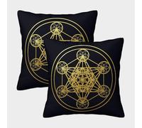 FELASBUID Geometría Sagrada: Símbolo Espiritual Dorado Fundas De Cojín del Sofá Juego De 2 Arte Fundas De Almohada Decorativos Cuadrado Almohadas Fundas De Estar Dormitorio 40x40cm