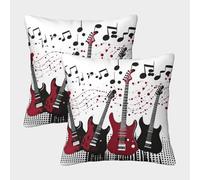 FELASBUID Guitarras eléctricas - Rock Estilo de música Fundas Cojines para Sofá 2 Piezas Arte Funda De Almohada Modernos Decorativo Funda Cojin para Sala Hogar 45x45cm