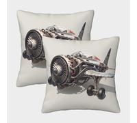 FELASBUID Modelo de Motor a Chorro Fundas De Cojín del Sofá Juego De 2 Arte Fundas De Almohada Decorativos Cuadrado Almohadas Fundas para Sala Hogar 45x45cm