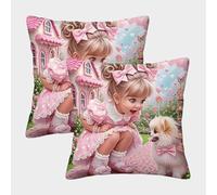 FELASBUID Niña de Cuentos de Hadas Rosa Fundas Cojines para Sofá 2 Piezas Arte Funda De Almohada Modernos Decorativo Funda Cojin Sala Casa Decor 50x50cm