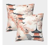 FELASBUID Pagoda Japonesa: Estilo de Arquitectura Tradicional Fundas Cojines para Sofá 2 Piezas Funda De Almohada Modernos Decorativo Almohadon Cubre De Estar Sofás Jardín 45x45cm