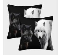 FELASBUID Pareja de Lobos - Fotografía de Animales Salvajes Fundas De Cojín del Sofá Juego De 2 Arte Fundas De Almohada Decorativos Cuadrado Almohadon Cubre De Estar Sofás Jardín 45x45cm