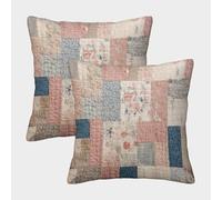 FELASBUID Patchwork Acolchado-Vintage Estilo de diseño Floral Fundas Cojines para Sofá 2 Piezas Arte Funda De Almohada Confortable Square Funda Cojin Sala Casa Decor 40x40cm