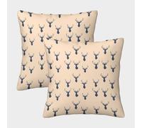 FELASBUID Patrón de Cabeza de Ciervo-Diseño Minimalista escandinavo Fundas Cojines para Sofá 2 Piezas Arte Funda De Almohada Decorativo para Sala Throw Cojín para Sala Hogar 45x45cm