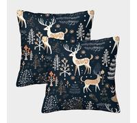 FELASBUID Patrón de Ciervo de Invierno - Estilo de artee Popular escandinavo Fundas Cojines para Sofá 2 Piezas Arte Funda De Almohada Confortable Square Almohadas Fundas Sala Casa Decor 50x50cm