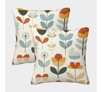 FELASBUID Patrón Floral: diseño Moderno escandinavo Fundas Cojines para Sofá 2 Piezas Arte Funda De Almohada Decorativo para Sala Throw Cojín De Estar Sofás Jardín 45x45cm