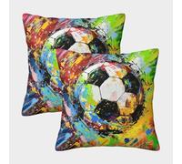 FELASBUID Pelota de fútbol Fundas Cojines para Sofá Juego De 2 Interesante Fundas De Almohada Confortable Square Throw Cojín De Estar Dormitorio 40x40cm