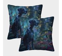 FELASBUID Perro de fantasía: Arte Forestal mágico Fundas Cojines para Sofá 2 Piezas Disponible Todas Las Estaciones Funda De Almohada Throw Cojín Decoración Funda Cojin para Sala Hogar 50x50cm