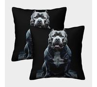 FELASBUID Perro poderoso-Negro Estilo de Raza Fundas Cojines para Sofá 2 Piezas Arte Funda De Almohada Modernas Decorativa Funda Cojin para Sala Hogar 50x50cm