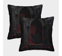 FELASBUID Puerta gótica: Arquitectura de fantasía Oscura Fundas Cojines para Sofá 2 Piezas Arte Funda De Almohada Modernos Decorativo Throw Cojín para Sala Hogar 45x45cm